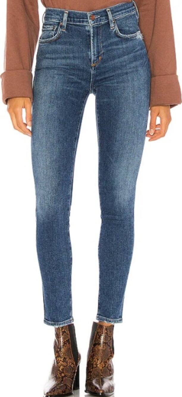 AGOLDE Sophie Mid Rise Ankle Skinny Jeans Distressed Medium Wash Tame Blue 27